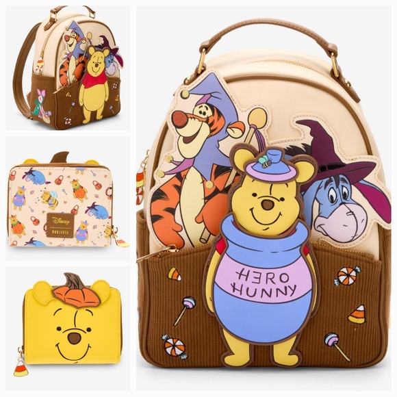 Disney Handbags - Disney Winnie‎ the Pooh Halloween Magnetic Costumes Backpack & Corduroy WALLET!